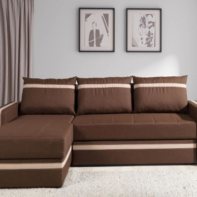 Ecksofa mit Kissen EWALD - dunkelbraun