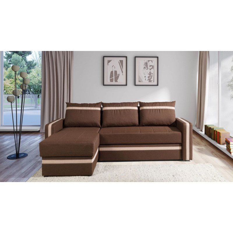 Ecksofa mit Kissen EWALD - dunkelbraun