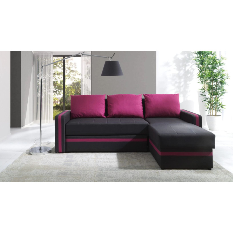 Ecksofa mit Kissen EWALD - grau/rosa