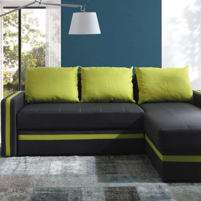 Ecksofa mit Kissen EWALD - grau/grün