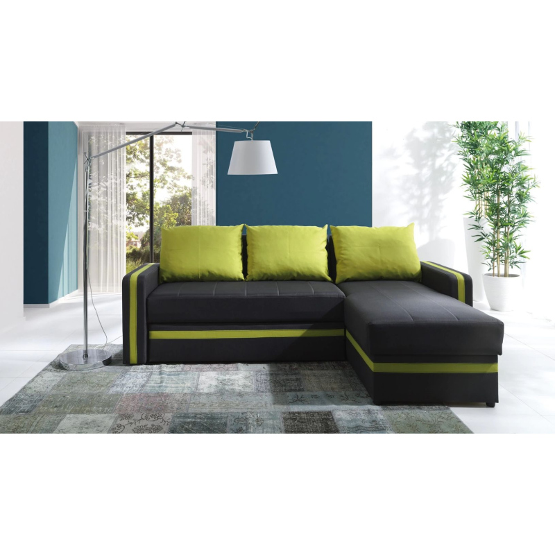 Ecksofa mit Kissen EWALD - grau/grün