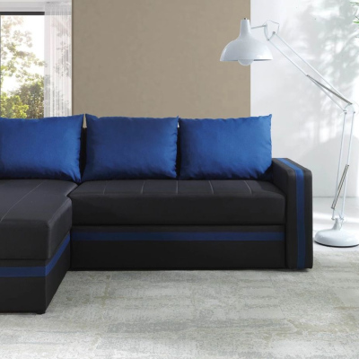 Ecksofa mit Kissen EWALD - grau/blau