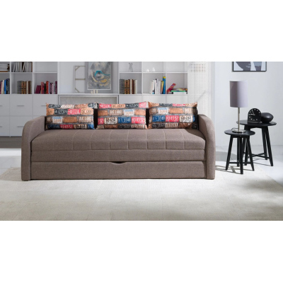 Sofa für Kinderzimmer RADIM - braune / rosa Kissen