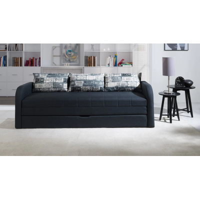 RADIM Kinderzimmersofa - grau / blaue Kissen