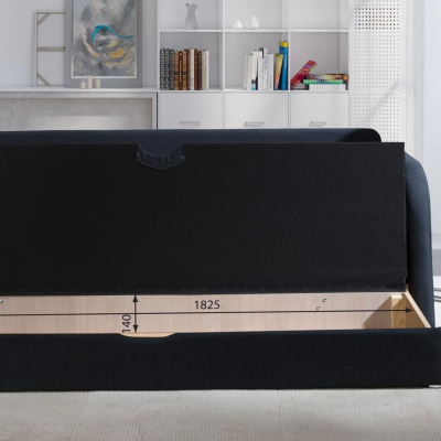 RADIM Kinderzimmersofa - grau / blaue Kissen