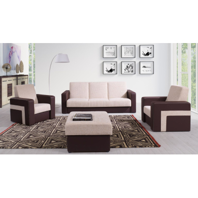 Klassisches Sofa KINGA – beige/braunes Öko-Leder