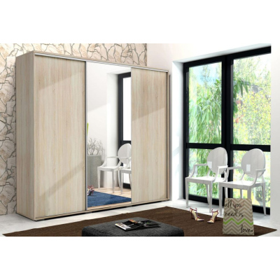 Geräumiger dreitüriger Kleiderschrank 250 cm LEONARDO – Eiche Sonoma