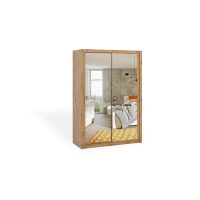 Schwebetürenschrank mit Spiegel 150 BRYAN – Eiche Artisan