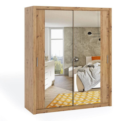 Schwebetürenschrank mit Spiegel 180 BRYAN – Eiche Artisan