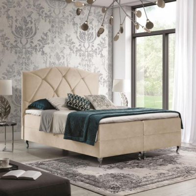 Kontinentales Bett 120x200 BENITA - beige + GRATIS Matratzenauflage