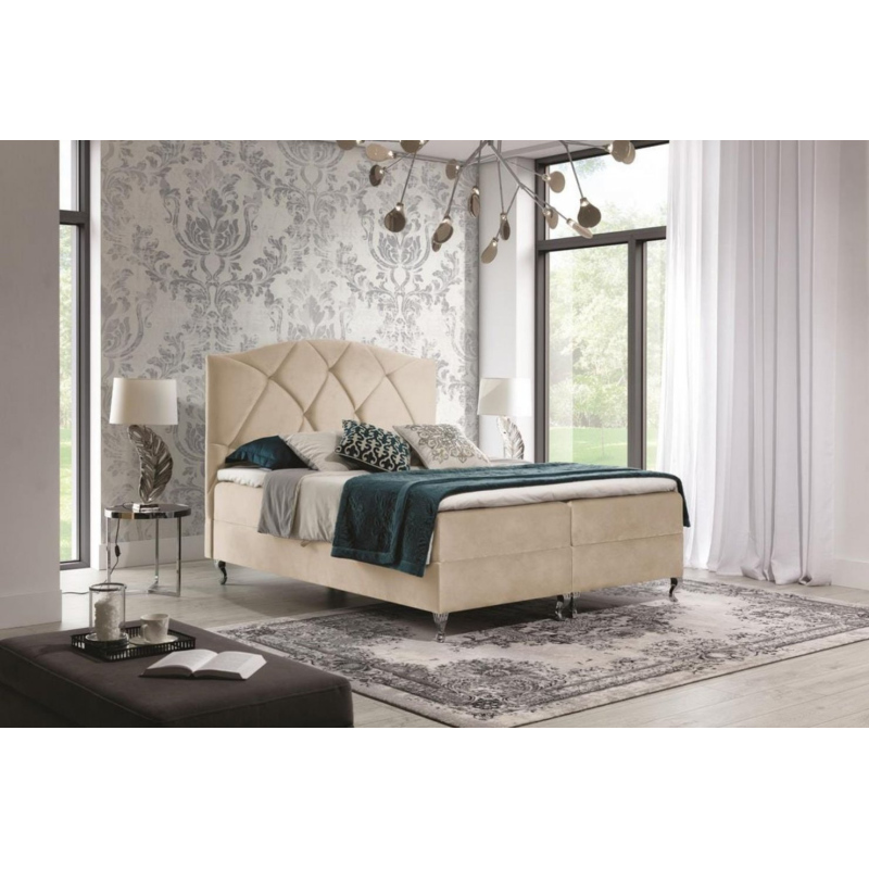 Kontinentales Bett 120x200 BENITA - beige + GRATIS Matratzenauflage