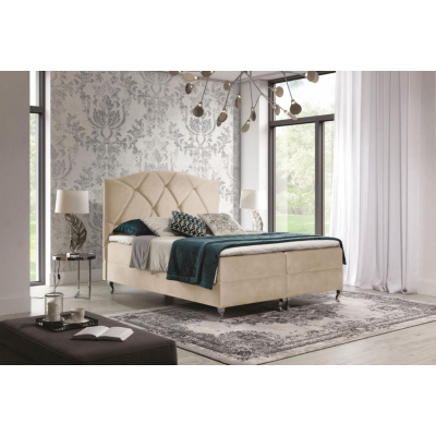 Kontinentales Bett 120x200 BENITA - beige + GRATIS Matratzenauflage