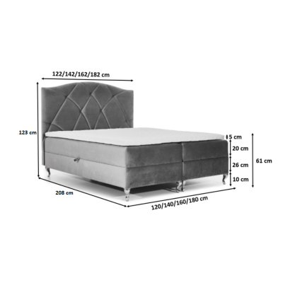 Kontinentales Bett 120x200 BENITA - beige + GRATIS Matratzenauflage