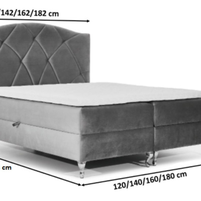 Kontinentales Bett 120x200 BENITA - blau + GRATIS Matratzenauflage