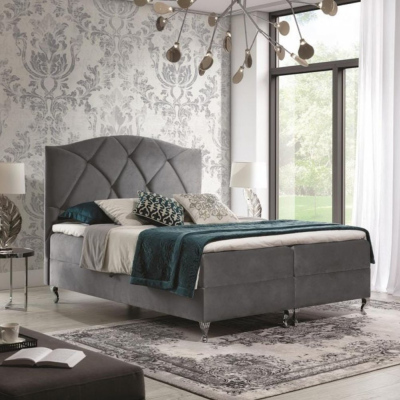 Kontinentales Bett 120x200 BENITA - grau + GRATIS Matratzenauflage