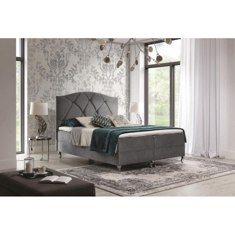 Kontinentales Bett 120x200 BENITA - grau + GRATIS Matratzenauflage