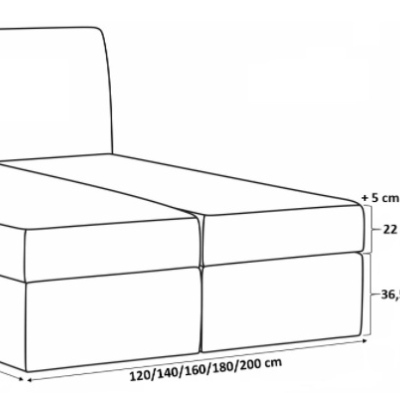 Doppelbett Stefani, gepolstert, schwarz/weiß, 140 + gratis Matratzenauflage