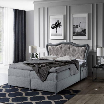 Boxspringbett 120x200 GURI - blaugrau + GRATIS Matratzenauflage