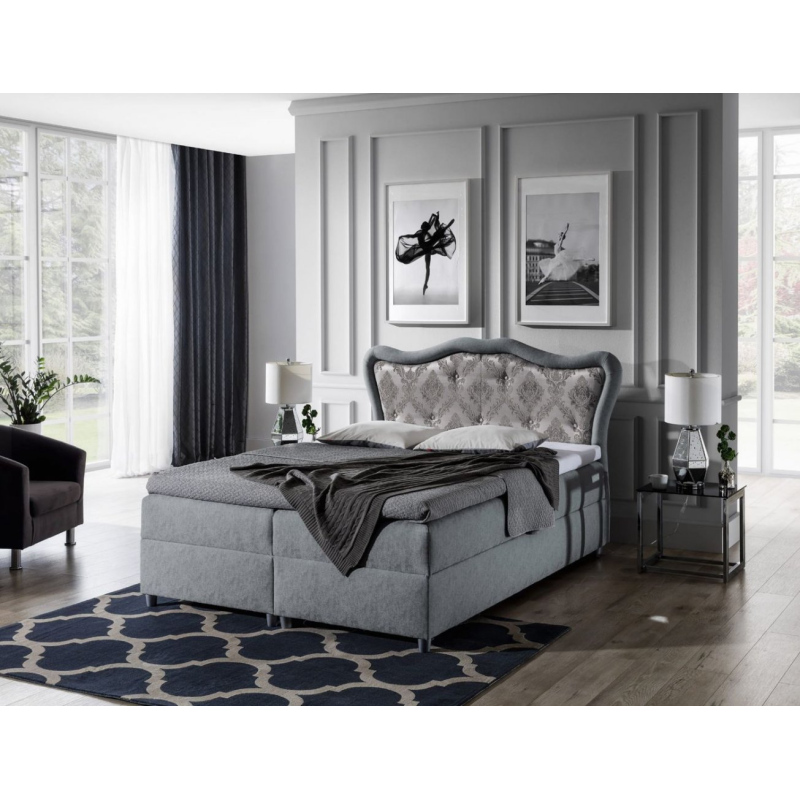 Boxspringbett 120x200 GURI - blaugrau + GRATIS Matratzenauflage