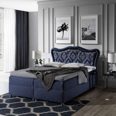 Boxspringbett 120x200 GURI - blau + GRATIS Matratzenauflage