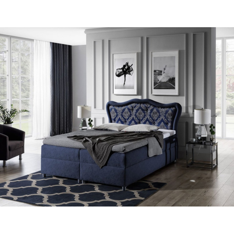 Boxspringbett 120x200 GURI - blau + GRATIS Matratzenauflage