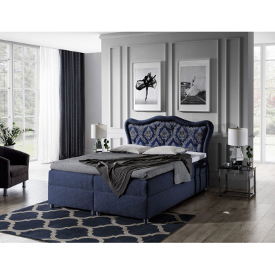 Boxspringbett 120x200 GURI - blau + GRATIS Matratzenauflage