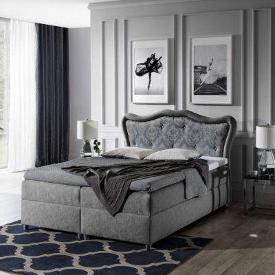 Boxspringbett 120x200 GURI - grau + GRATIS Matratzenauflage