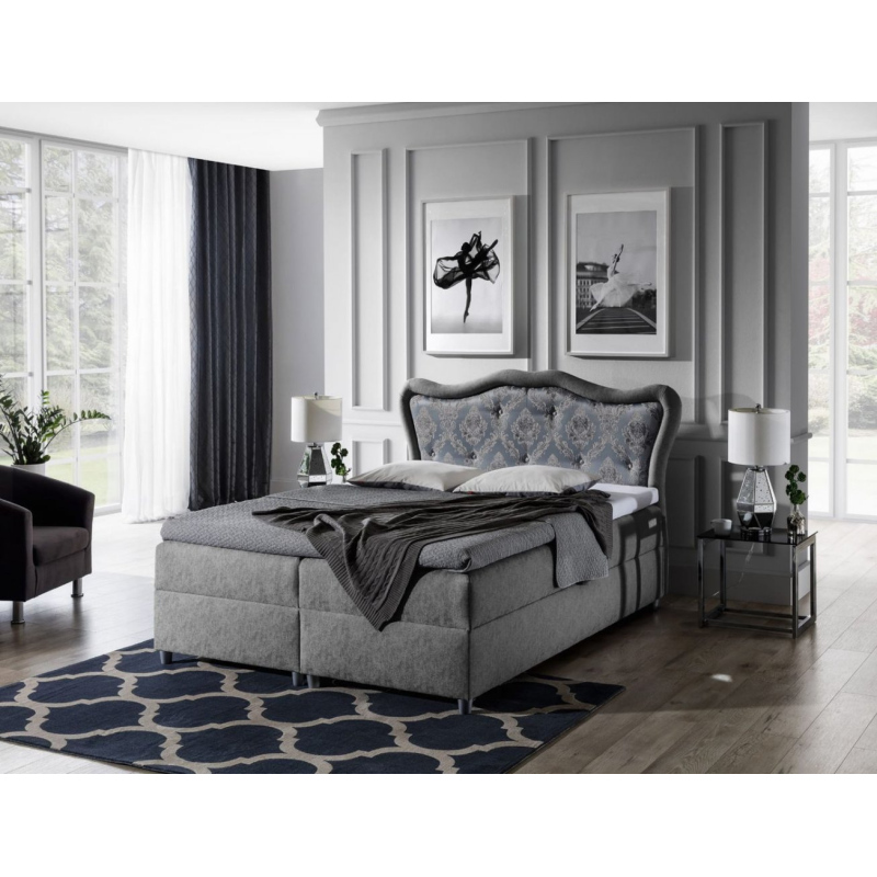 Boxspringbett 120x200 GURI - grau + GRATIS Matratzenauflage