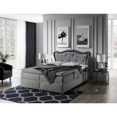 Boxspringbett 120x200 GURI - grau + GRATIS Matratzenauflage
