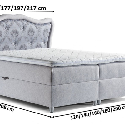 Boxspringbett 120x200 GURI - grau + GRATIS Matratzenauflage