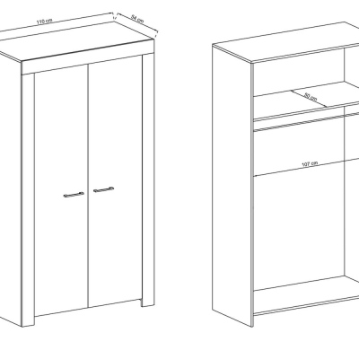 Kleiderschrank SOFIE – Breite 110 cm, Eiche riviera