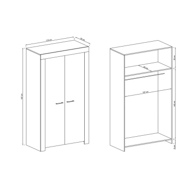Kleiderschrank SOFIE – Breite 110 cm, Eiche riviera