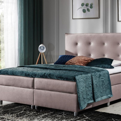Polsterbett 120x200 PILAR - rosa + GRATIS Matratzenauflage