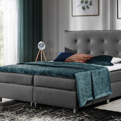 Polsterbett 120x200 PILAR - grau + GRATIS Matratzenauflage