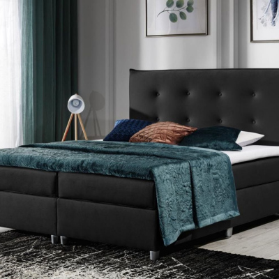 Polsterbett 120x200 PILAR - schwarz + GRATIS Matratzenauflage