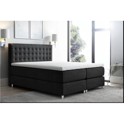 Boxspringbett 120x200 LUCA – Schwarz + GRATIS Topper