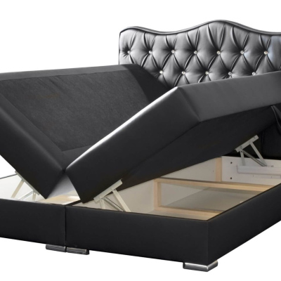 Kontinentales Bett 160x200 SULTAN – weißes Öko-Leder + GRATIS-Topper