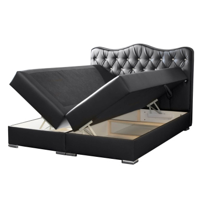 Kontinentales Bett 160x200 SULTAN – weißes Öko-Leder + GRATIS-Topper