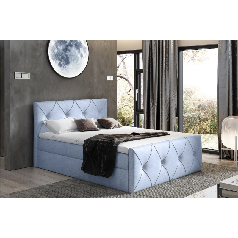 Kontinentales Bett 120x200 CARMEN LUX – Hellblau + Gratis-Topper
