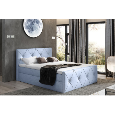 Kontinentales Bett 120x200 CARMEN LUX – Hellblau + Gratis-Topper