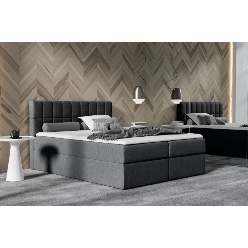 Polsterdoppelbett 180x200 KATE – schwarz + GRATIS-Topper