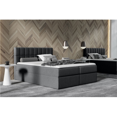 Polsterdoppelbett 180x200 KATE – schwarz + GRATIS-Topper