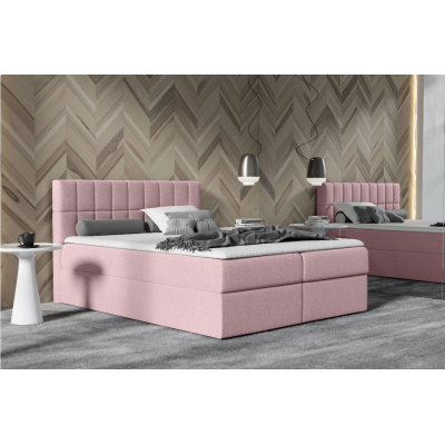 Polsterdoppelbett 200x200 KATE – rosa + GRATIS-Topper