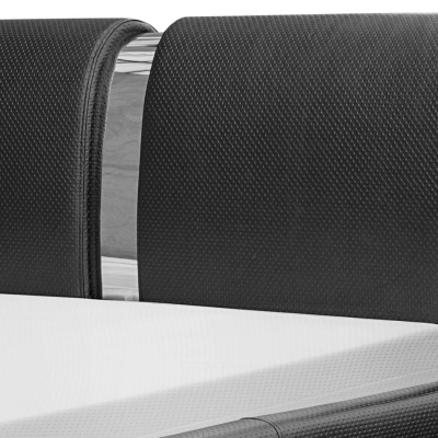 Polsterbett mit Chromaccessoires 160x200 YVONNE – graues Öko-Leder