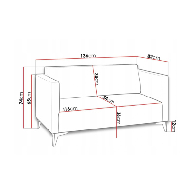 Zweisitzer-Sofa SIMON – gelb / weiße Hochglanzbeine