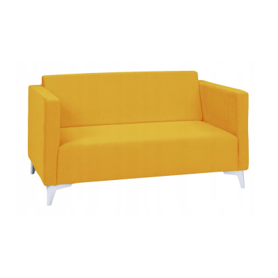 Zweisitzer-Sofa SIMON – gelb / weiße Hochglanzbeine