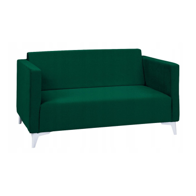 Zweisitzer-Sofa SIMON – dunkelgrün / weiße Hochglanzbeine