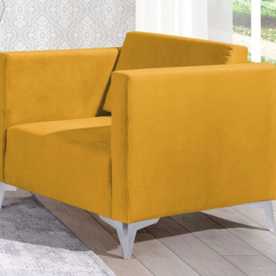 Polstersessel SIMON – gelb / Metallbeine