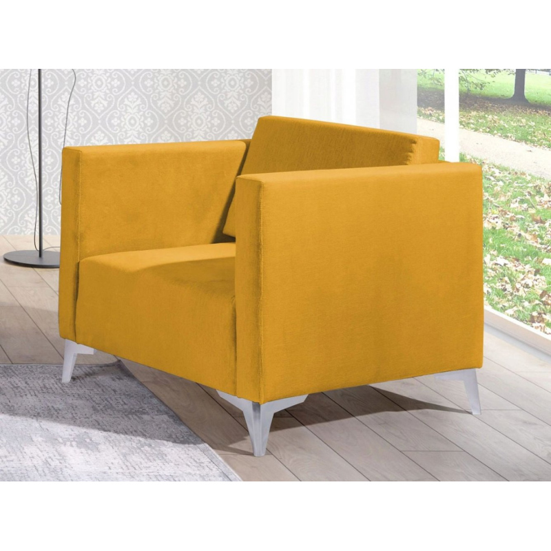 Polstersessel SIMON – gelb / Metallbeine