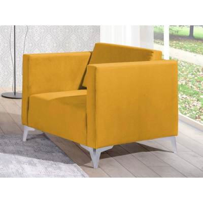 Polstersessel SIMON – gelb / Metallbeine